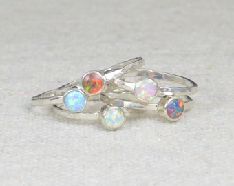 Grab 5 - Small Opal Rings, Opal Ring, Opal Jewelry, Stacking Ring, October Birthstone Ring, Opal Ring,  Mothers Ring