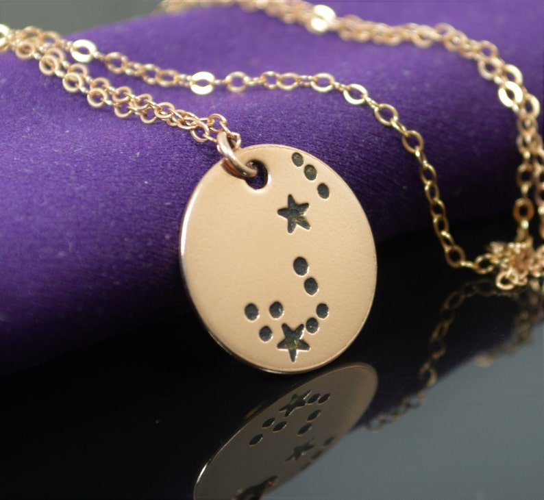 14k Rose Gold Filled Scorpio Necklace, Scrpio Necklace, Rose Gold, Constellation, Scorpio Jewelry, Zodiac Pendant, Rose Gold Pendant, gold image 1