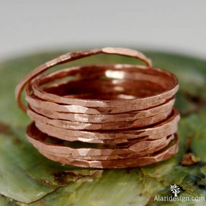 Set of 10 Super Thin Copper Stackable Rings, Copper Rings, Stackable ...