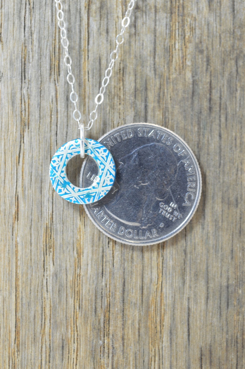 Moroccan Coin Necklace, Turquoise Coin Necklace, Coin Art, Morocco, Silver Coin, Moroccan Art, Boho Necklace, Two-Sided, Coin Charm, Charm image 5