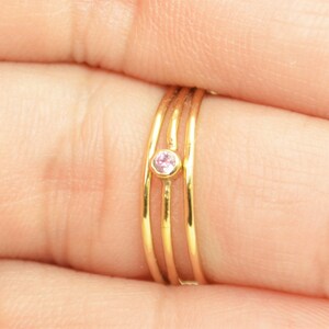 Tiny Pink Tourmaline Ring, Gold Filled Tourmaline Ring, Pink Tourmaline Stacking Ring, Pink Mother Ring, October Birthstone, Tourmaline Ring image 2