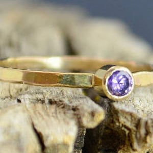 Classic Solid 14k Gold Amethyst Ring, Gold Solitaire, Solitaire Ring, Real Gold, February Birthstone, Mother RIng, Solid Gold Band, Gold image 1