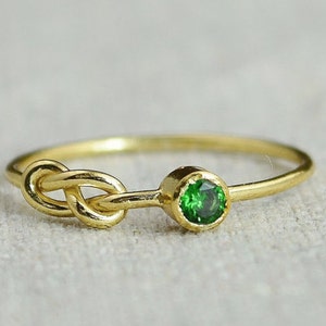 Emerald Infinity Ring, Gold Filled Ring, Stackable Rings, Mother's Ring, May Birthstone, Gold Infinity Ring, Gold Knot Ring image 1