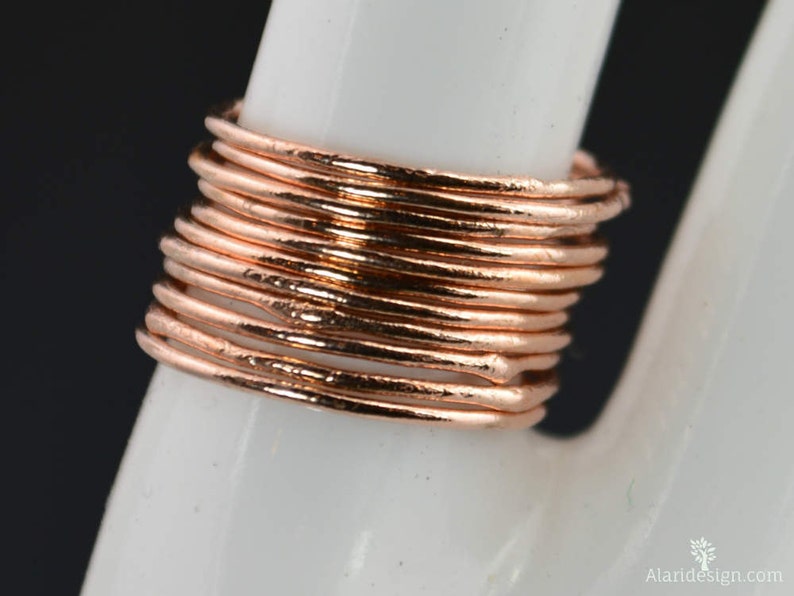 Thin Round Copper Stacking Ring, Pure Copper, Copper Stacking Ring, Copper Jewelry, Dainty Copper Ring, Copper boho Ring, arthritis ring image 3