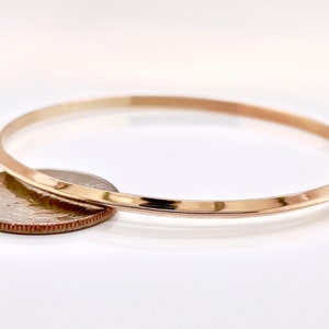 3mm Solid Rose Gold Knife Edge Bangle Not Hollow Choose 10K, 14K, or 18k, Heavy Stacking Bangle Bracelet, Rose Gold image 4