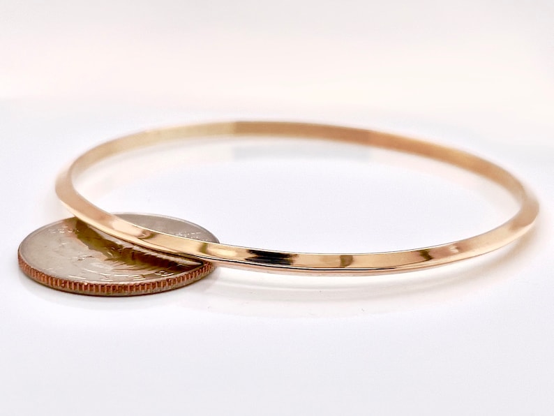 3mm Solid Rose Gold Knife Edge Bangle Not Hollow Choose 10K, 14K, or 18k, Heavy Stacking Bangle Bracelet, Rose Gold image 4