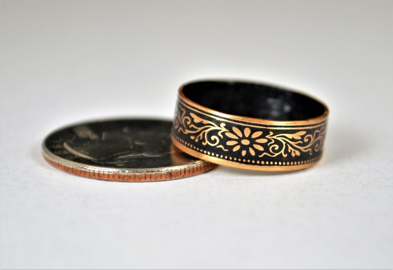 Japanese Coin Ring, Black Ring, Japanese Ring, Coin Ring, Bronze Ring, Japanese Coin, Japanese Jewelry, Coin Rings, Japanese Art, Coin Art image 4