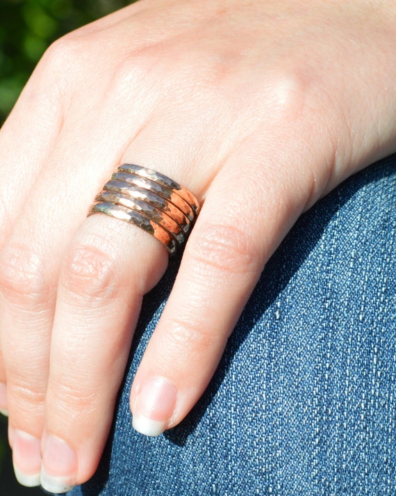 Anillos de bronce apilable grueso anillos de bronce anillos apilables anillo de bronce anillo martillado banda de bronce anillo de rosa joyeria de bronce Etsy Mexico