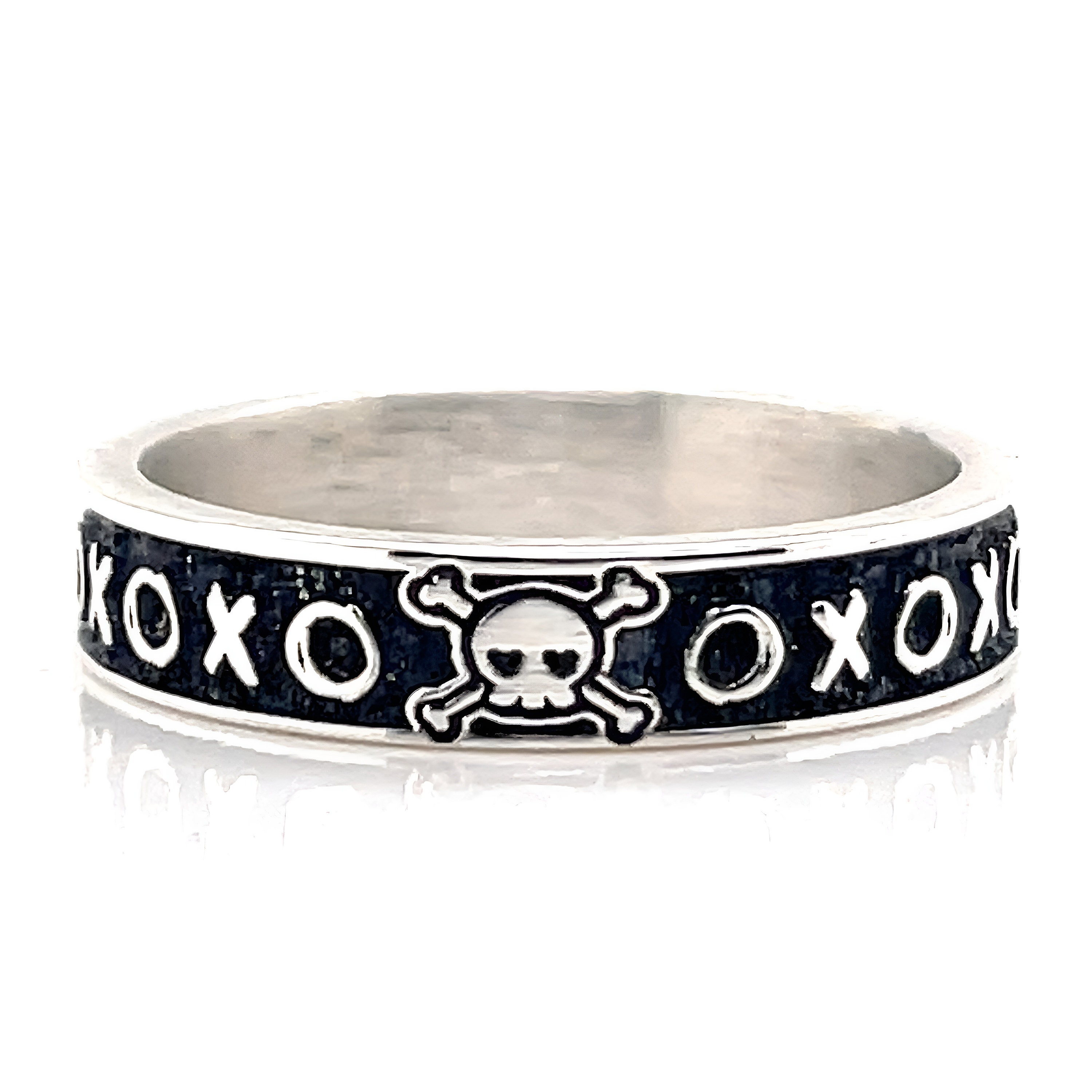 Thin XOXO Skull Ring, Sterling Silver, Love Hurts Band, Emo Jewelry, Goth Ring, Alternative Wedding Ring, Punk Ring, Festival, Love, Death Thin XOXO Skull Ring, Sterling Silver, Love Hurts Band, Emo Jewelry, Goth Ring, Alternative Wedding Ring, Punk Ring, Festival, Love, Death