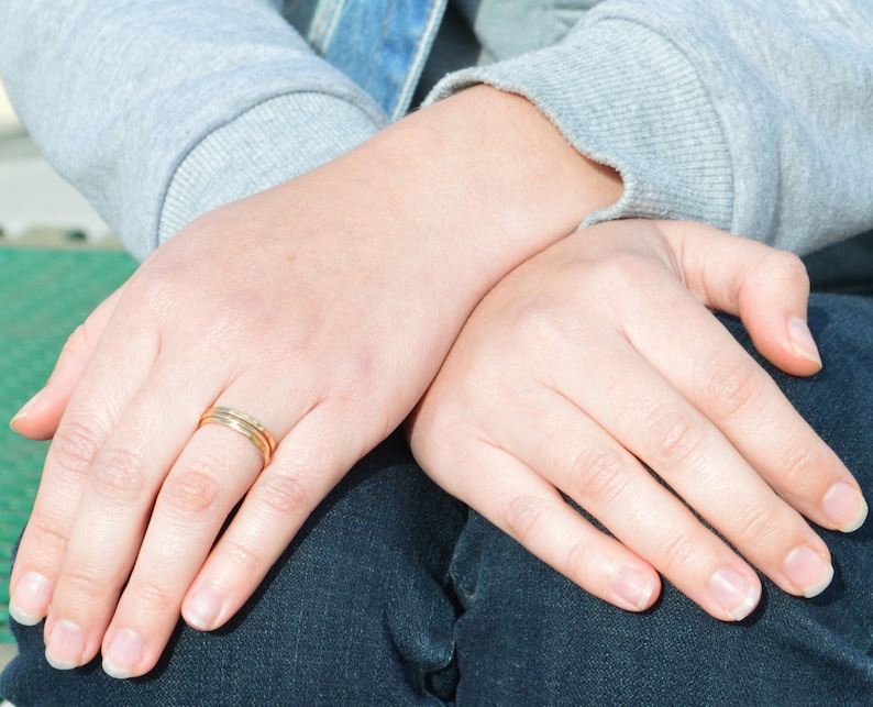 Classic Gold Stackable Rings, 14k Gold Filled, Gold Stacking Rings, Gold Stack Rings, Simple Gold Ring, Hammered Gold Rings, Gold Bands image 2