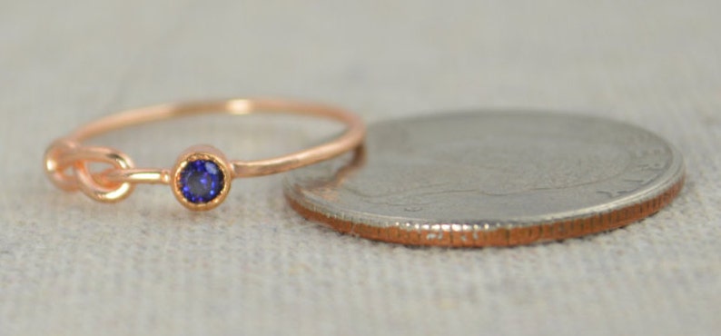 Sapphire Infinity Ring, Rose Gold Filled Ring, Stackable Rings, Mother's Ring, September Birthstone, Rose Gold Ring, Rose Gold Knot Ring image 3