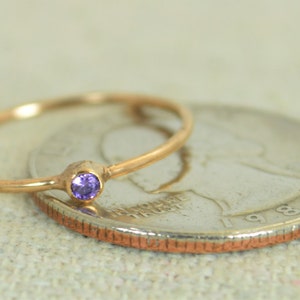 Tiny Amethyst Ring, Rose Gold Filled Amethyst Stacking Ring, Amethyst Ring, Amethyst Mothers Ring, February Birthstone, Amethyst Rings image 3