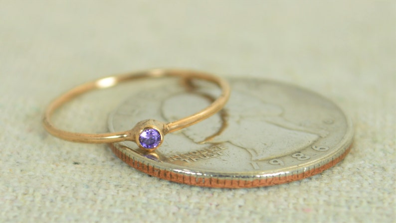 Tiny Amethyst Ring Rose Gold Filled Amethyst Stacking Ring image 3