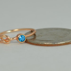 14k Blue Zircon Infinity Ring,14k Rose Gold, Stackable Rings, Mothers Ring, December Birthstone, Rose Gold Infinity Ring,Rose Gold Knot Ring image 3