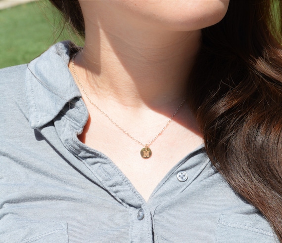 Tiny monogram best sale necklace