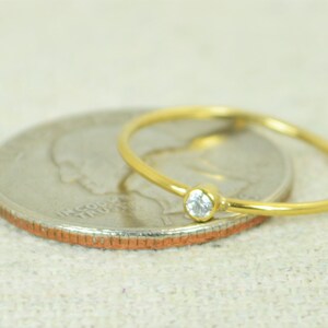 Tiny CZ Diamond Ring, Gold Filled Diamond Stacking Ring, Gold Filled Diamond Ring, Diamond Mothers Ring, April Birthstone, Diamond Ring image 3