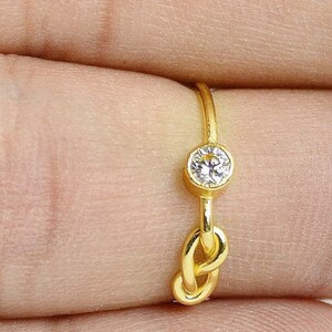 14k Gold CZ Diamond Infinity Ring, 14k Gold Ring, Stackable Rings, Mother's Ring, April Birthstone, Gold Infinity Ring, Gold Knot Ring image 2