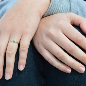 Classic Solid 14k Rose Gold Emerald Ring, Emerald Solitaire, Emerald Ring, Solid Gold, May Birthstone, Mothers Ring, Solid Rose Gold image 2