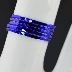 Super Thin Blue Silver Stackable Rings,Blue Ring,Stack Rings,Blue Stacking Rings, Blue Jewelry, Thin Blue Ring, Royal Blue, Blue accessory image 3