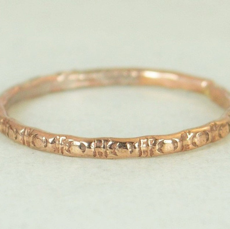 14k Rose Gold Bohemian Ring, Rustic Wedding Ring, Heirloom Quality, Classic 14k Gold Ring, Gold Boho Ring, Rustic Gold Rings, Gold Band, G5 image 2