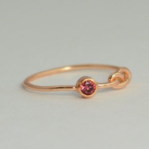 14k Rose Gold Alexandrite Infinity Ring, 14k Rose Gold, Stackable Rings, Mother's Ring, June Birthstone, Rose Gold Infinity, Rose Gold Knot image 1