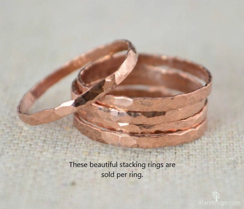 Thick Stackable Copper Rings, Copper Rings, Stackable Rings, Copper Ring, Hammered Copper, Copper Band, Arthritis Ring, Copper Jewelry image 1