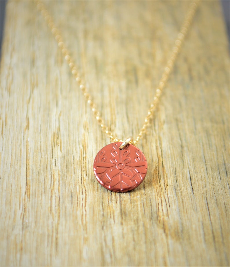 Japanese Coin Necklace, Burgundy Coin Necklace, Coin Art, Japanese Art, Bronze Coin, Japanese, Boho Necklace, Two-Sided, Coin Charm, Orient image 3