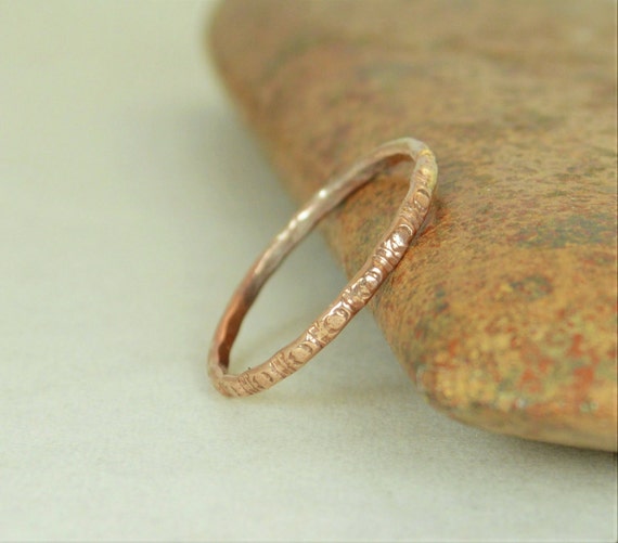 14k Rose Gold Bohemian Ring Rustic Wedding Ring Heirloom Quality