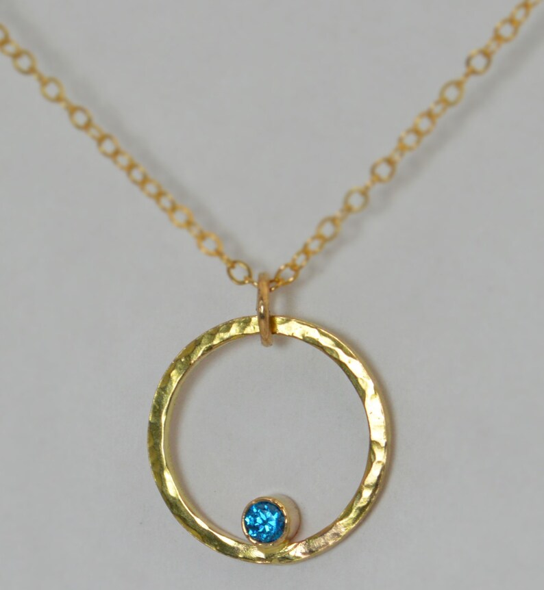 14k Gold Filled Blue Zircon Necklace Mothers Necklace Mom image 1