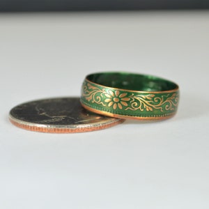 Japanese Coin Ring, Green Ring, Japanese Ring, Coin Ring, Bronze Ring, Japanese Coin, Japanese Jewelry, Coin Rings, Japanese Art, Coin Art image 4