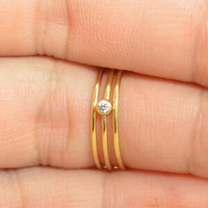 Tiny CZ Diamond Ring, Gold Filled Diamond Stacking Ring, Gold Filled Diamond Ring, Diamond Mothers Ring, April Birthstone, Diamond Ring 画像 2