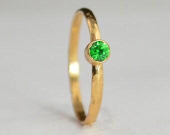 Classic Solid 14k Rose Gold Emerald Ring, Emerald Solitaire, Emerald Ring, Solid Gold, May Birthstone, Mothers Ring, Solid Rose Gold