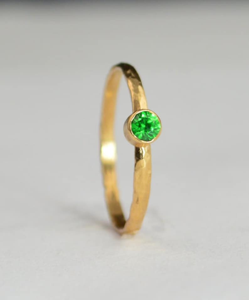 Classic Solid 14k Rose Gold Emerald Ring, Emerald Solitaire, Emerald Ring, Solid Gold, May Birthstone, Mothers Ring, Solid Rose Gold image 1
