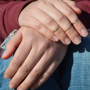 Gold Midi Ring, Knuckle Ring, Thin 14k Gold Filled MIDI Rings, Dainty Midi Rings, Hammered Midi Rings, Gold Knuckle Ring, Stacking Midi Ring image 3