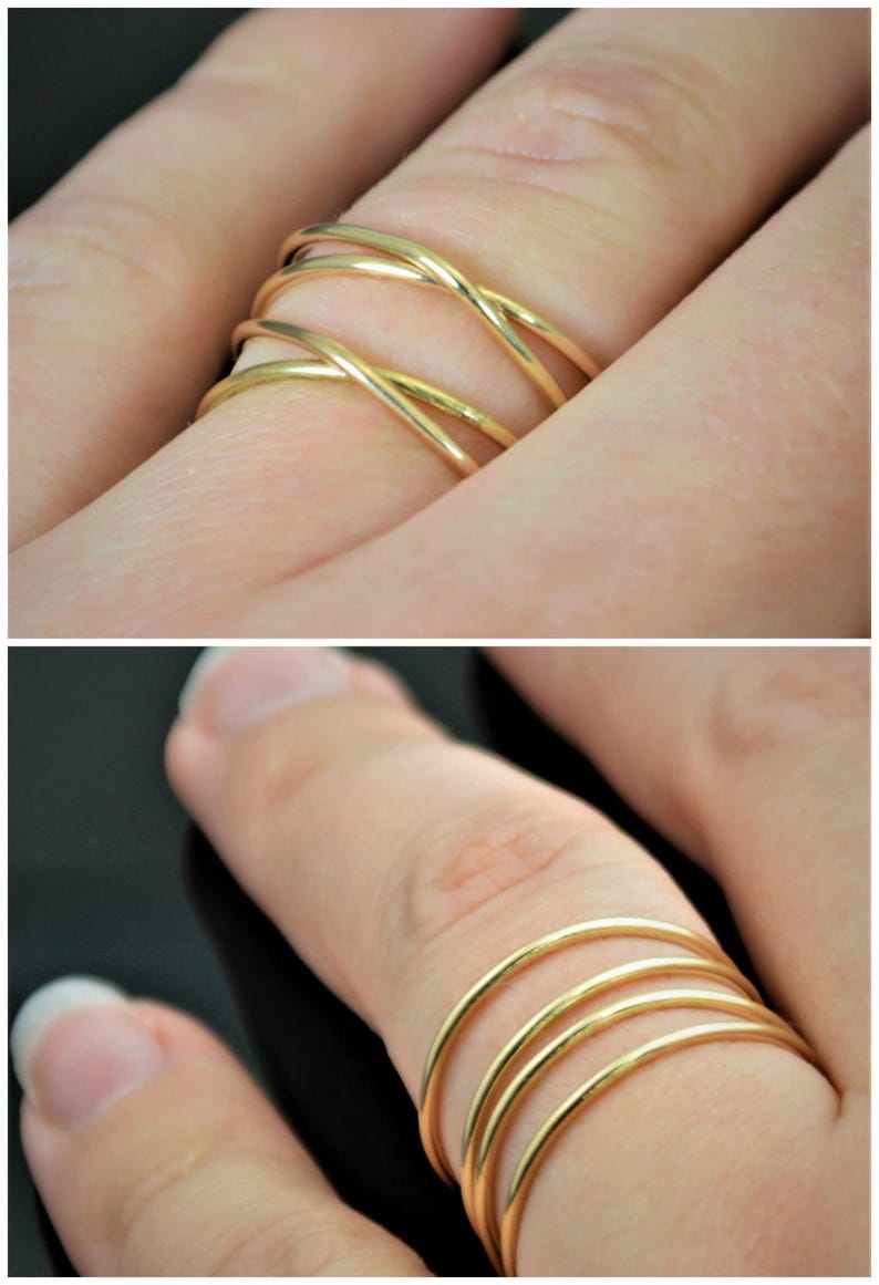 Criss Cross Ring, Gold Filled Ring, Crossover Ring, Wraparound Ring, Cross Ring, Wrap Ring, 14k Gold Filled, Alari, Gold Wrap Ring, 2 Wrap image 1