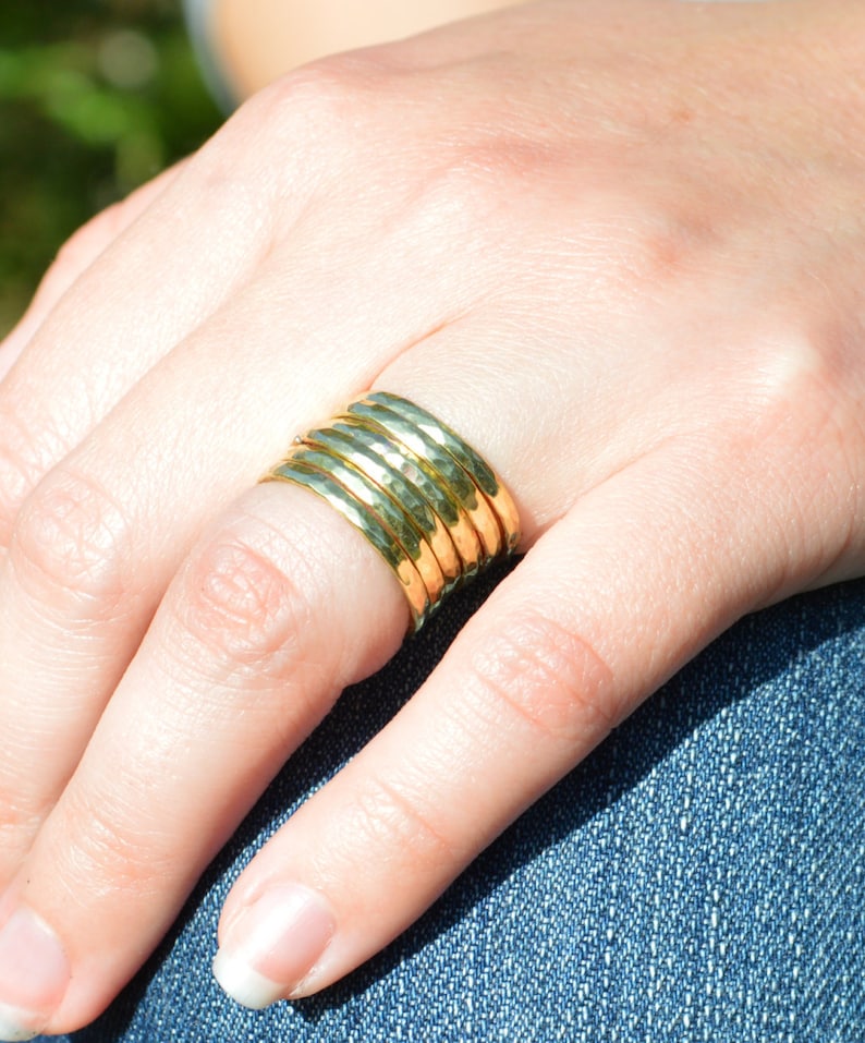 Brass Ring Hammered Brass Thick Stackable Brass Ring Brass Rings Stackable Rings Arthritis Ring Brass Jewelry Brass Band s