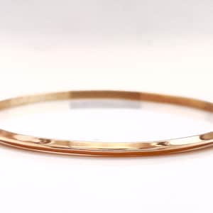 3mm Solid Rose Gold Knife Edge Bangle Not Hollow Choose 10K, 14K, or 18k, Heavy Stacking Bangle Bracelet, Rose Gold image 3