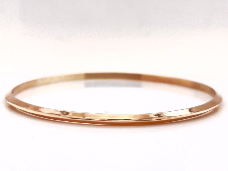 3mm Solid Rose Gold Knife Edge Bangle Not Hollow Choose 10K, 14K, or 18k, Heavy Stacking Bangle Bracelet, Rose Gold image 3