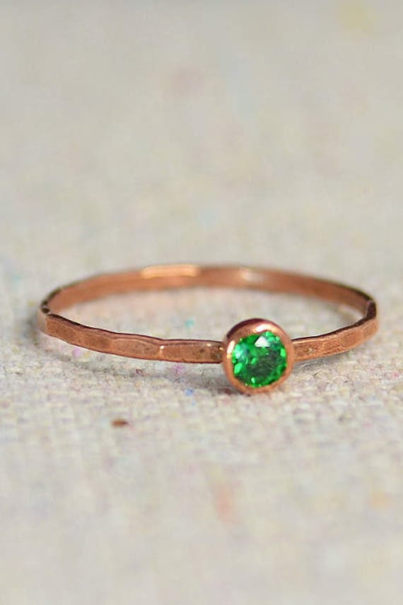 Copper Emerald Ring Dainty Ring Hammered Ring Emerald Ring May Birthstone Ring Copper Ring Alari Stacking Ring Dainty Copper Ring Etsy UK