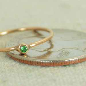 Tiny CZ Emerald Ring, Rose Gold Filled Emerald Stacking Ring, Green Emerald Ring, Emerald Mothers Ring, May Birthstone, Emerald Ring image 3