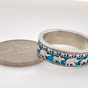 Animal Statement Ring, Buddhist Ring, Sterling Silver Ring. 6mm Wide Ring, Sri Lanka Art Ring, Unique Unisex Wedding Band. image 4