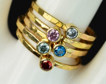 Grab 5 Classic 14k Gold Filled Birthstone Rings, Gold solitaire, solitaire ring, 14k gold filled,Birthstone, Mothers Ring, gold band