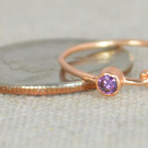 Amethyst Infinity Ring, Rose Gold Filled Ring, Stackable Rings, Mothers Ring, February Birthstone Ring, Purple Ring, Rose Gold Knot Ring image 3