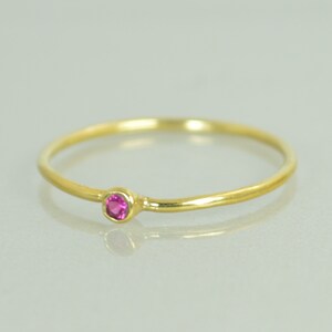 Tiny Ruby Ring Ruby Stacking Ring Solid 14k Gold Ruby Ring image 2