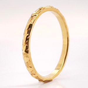 2.5mm Solid Gold Bohemian Heart Ring Rustic Wedding Ring image 3
