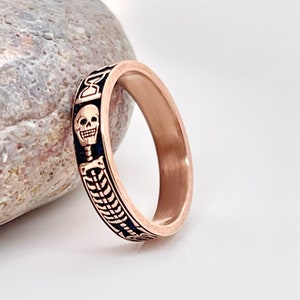 Rose Gold Gothic Ring, Memento Mori Jewelry, Mourning Ring, Skeleton Ring, memorial ring, Free Inside Ring Engraving image 9