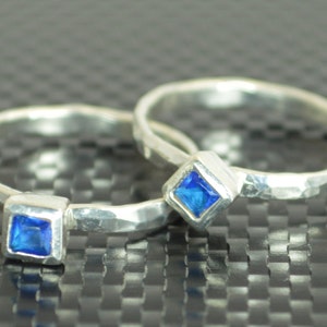 Square Blue Zircon Ring, Blue Zircon Solitaire, Blue Zircon Silver Ring, December Birthstone, Square Stone Mothers Ring, Square Stone Ring image 2