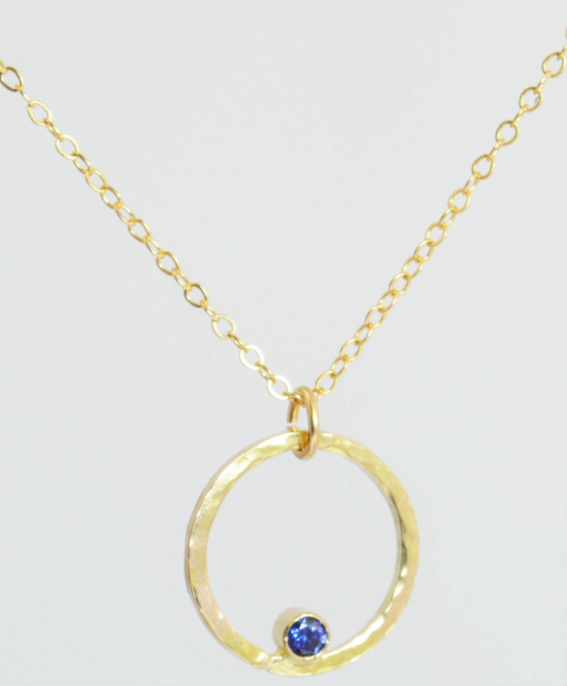 14k Gold Filled Sapphire Necklace, Mothers Necklace, Mom Necklace,September Birthstone Necklace, Sapphire Necklace, Mother's Necklace image 1
