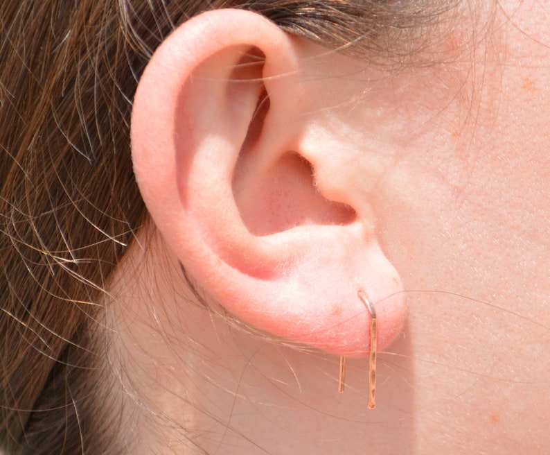 Copper Open Hoop Earrings,Horseshoe Earrings,Arc Earrings,Simple Earrings, Pure Copper ,Arc Earrings, Copper Open Hoop,Minimal Earrings image 2