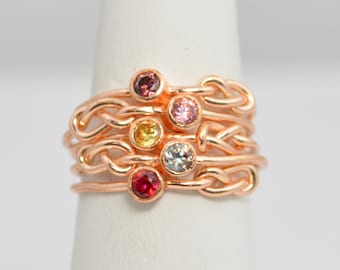 Grab 5 14k Rose Gold Filled Infinity Ring, Rose Gold Filled Ring , Stackable Rings, Mothers Ring, Birthstone, Rose Gold, Rose Gold Knot Ring